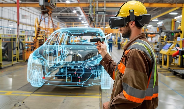 Two men using vr technology for car design in a bright office | Premium  Photo